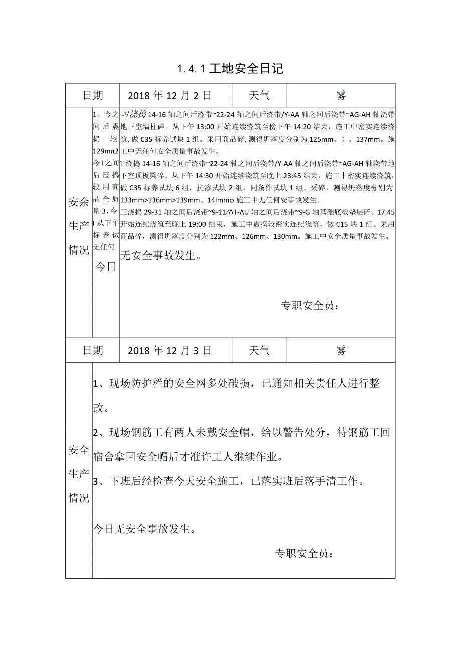 [施工资料]工地安全日记(2).docx_第1页