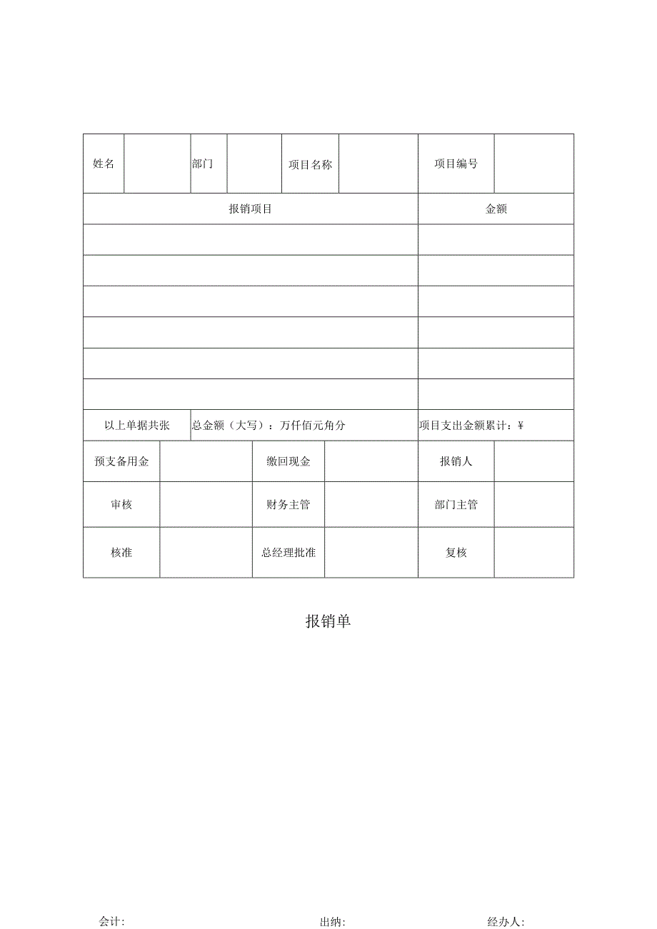 【最新】报销单（word打印版）.docx_第1页