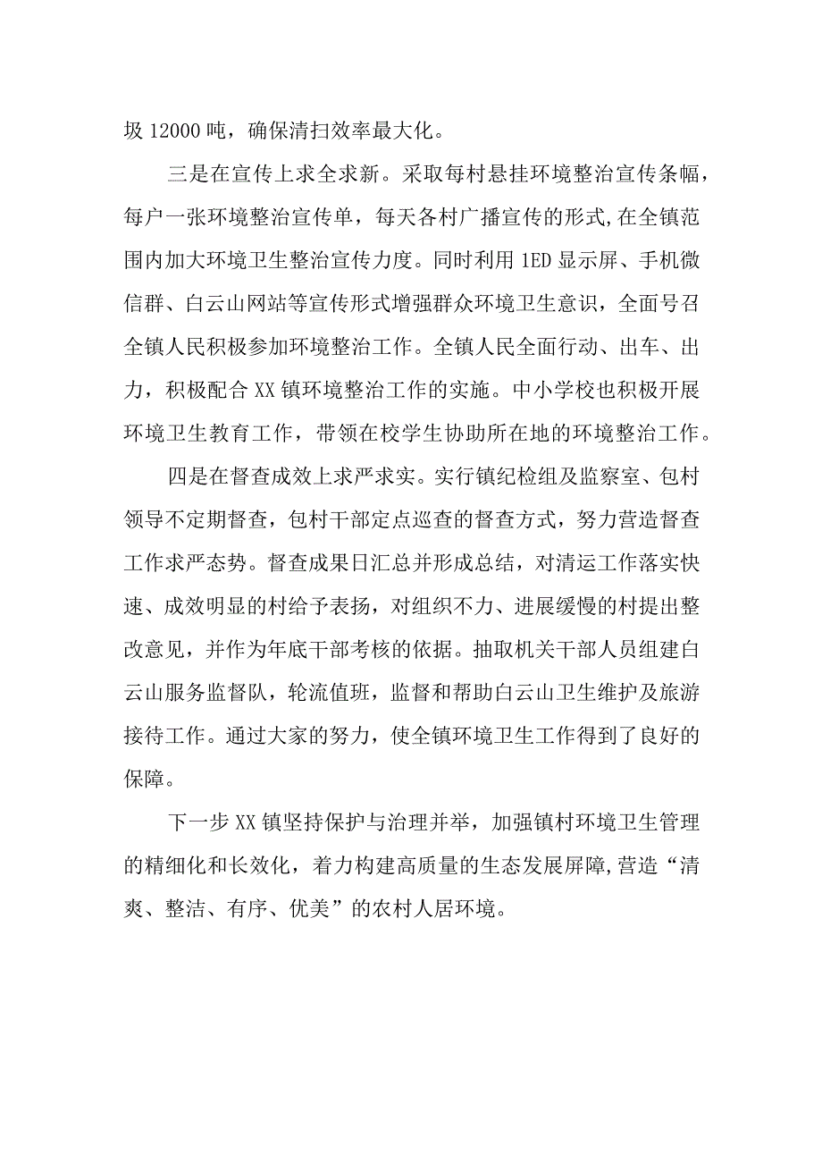 XX镇垃圾清理环境卫生整治工作总结.docx_第2页