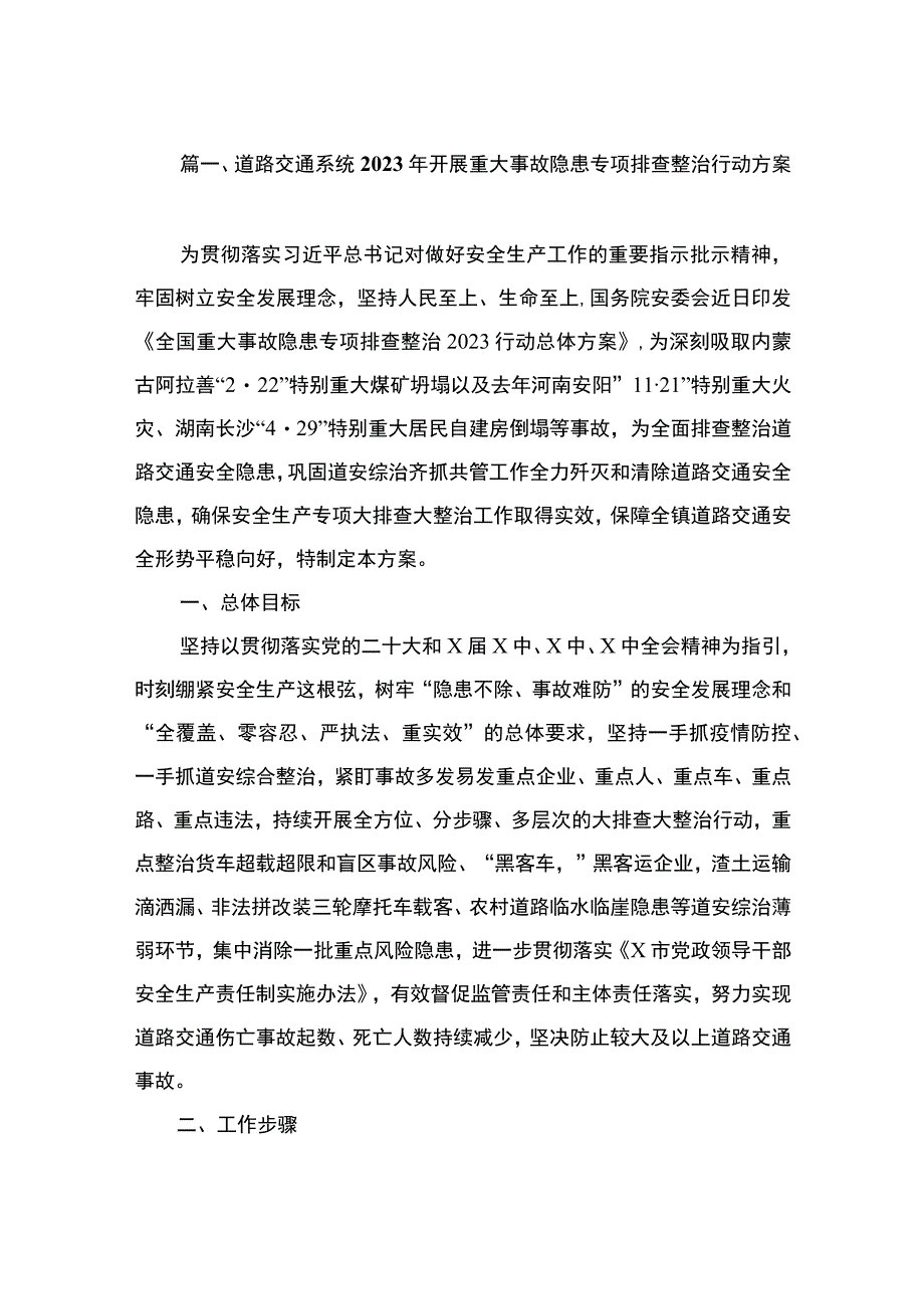 道路交通系统2023年开展重大事故隐患专项排查整治行动方案（共8篇）.docx_第2页