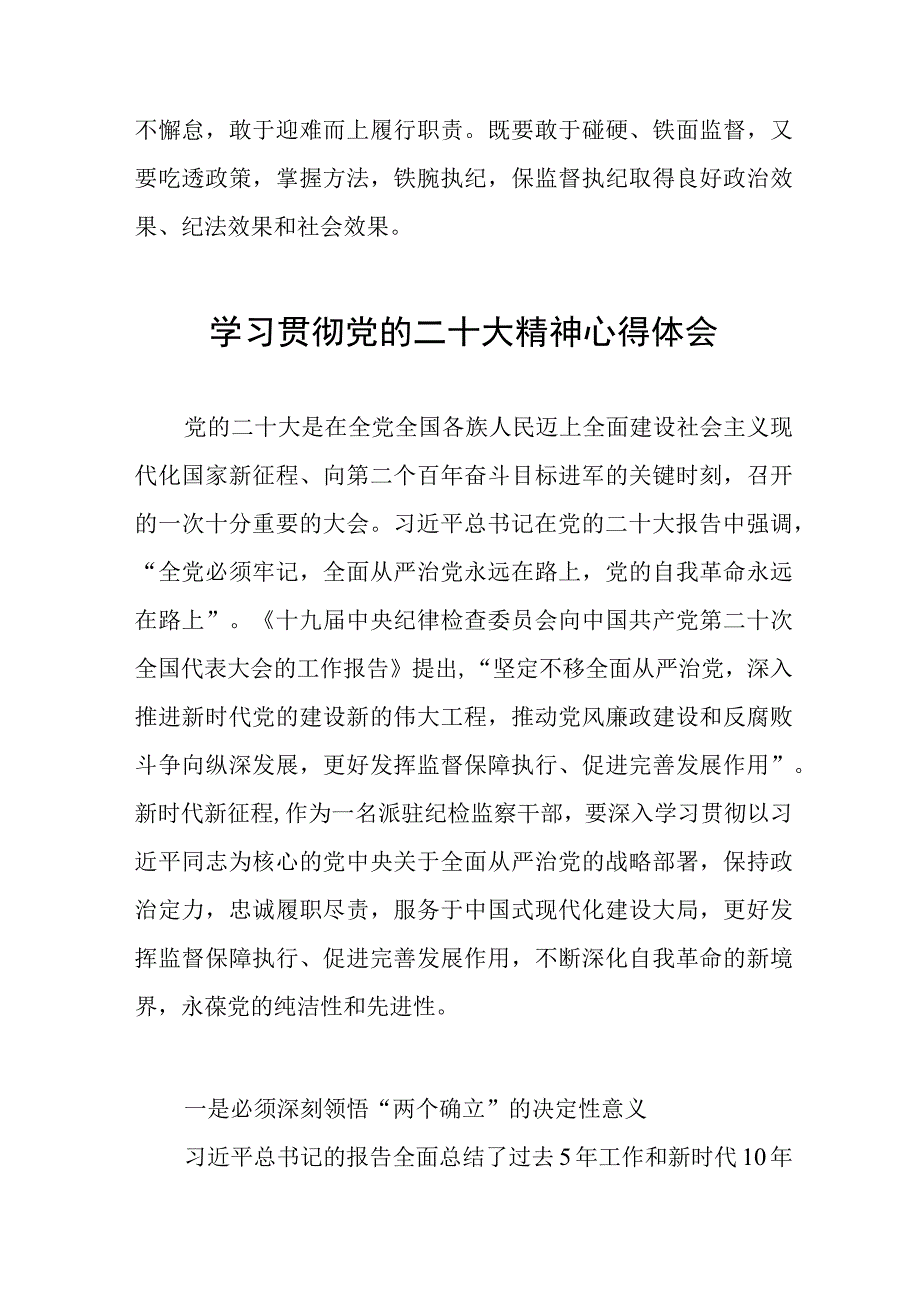 纪检监察组长关于深入学习贯彻党的二十大精神的研讨发言九篇.docx_第2页