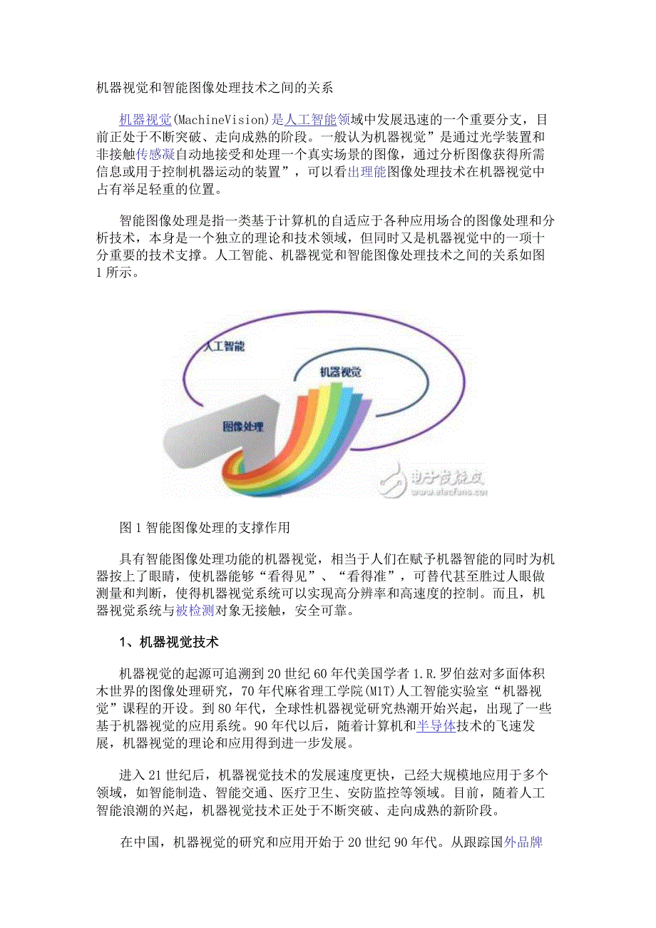 机器视觉和智能图像处理技术之间的关系.docx_第1页