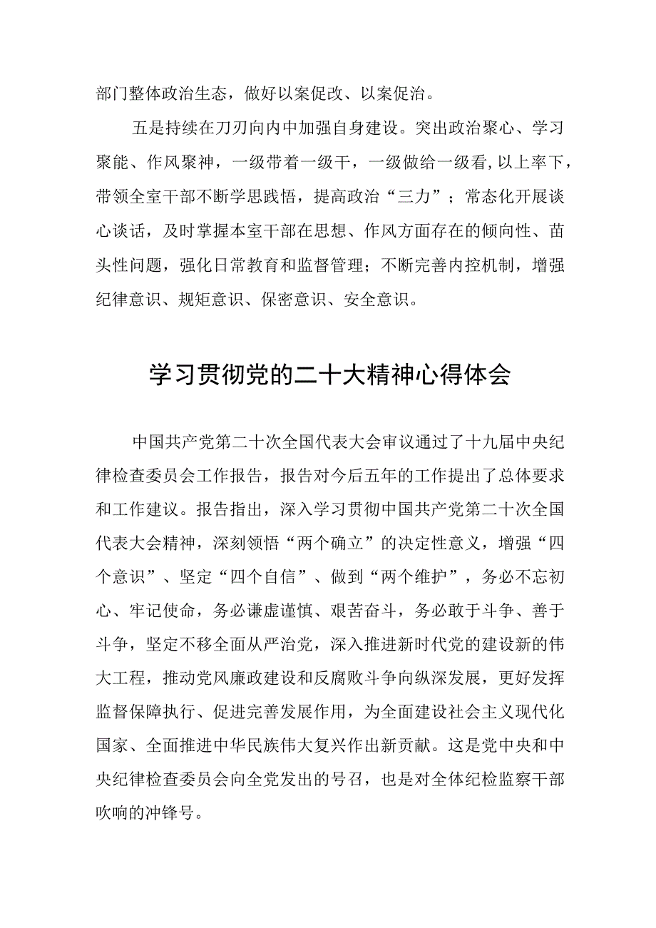 纪检监察干部2023年学习贯彻党的二十大精神心得体会九篇.docx_第3页