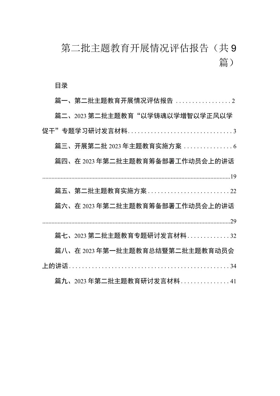 第二批主题教育开展情况评估报告（共9篇）.docx_第1页