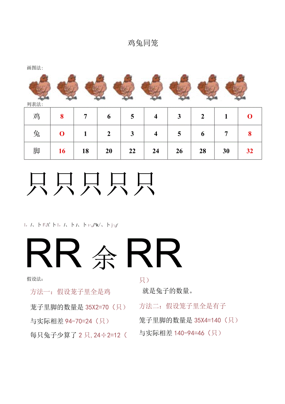 鸡兔同笼教学内容.docx_第1页