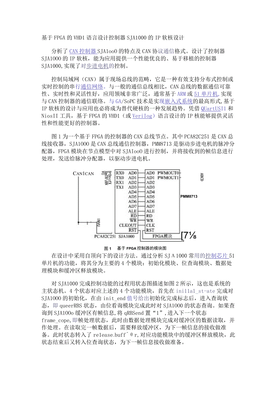 基于FPGA的VHDL语言设计控制器SJA1000的IP软核设计.docx_第1页