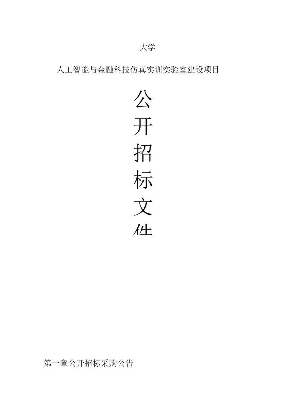 大学人工智能与金融科技仿真实训实验室建设项目招标文件.docx_第1页