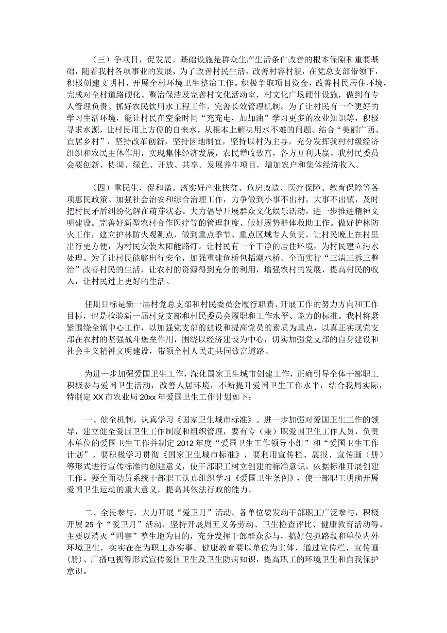 村委会任期规划、任期目标和年度工作计划范文.docx_第2页