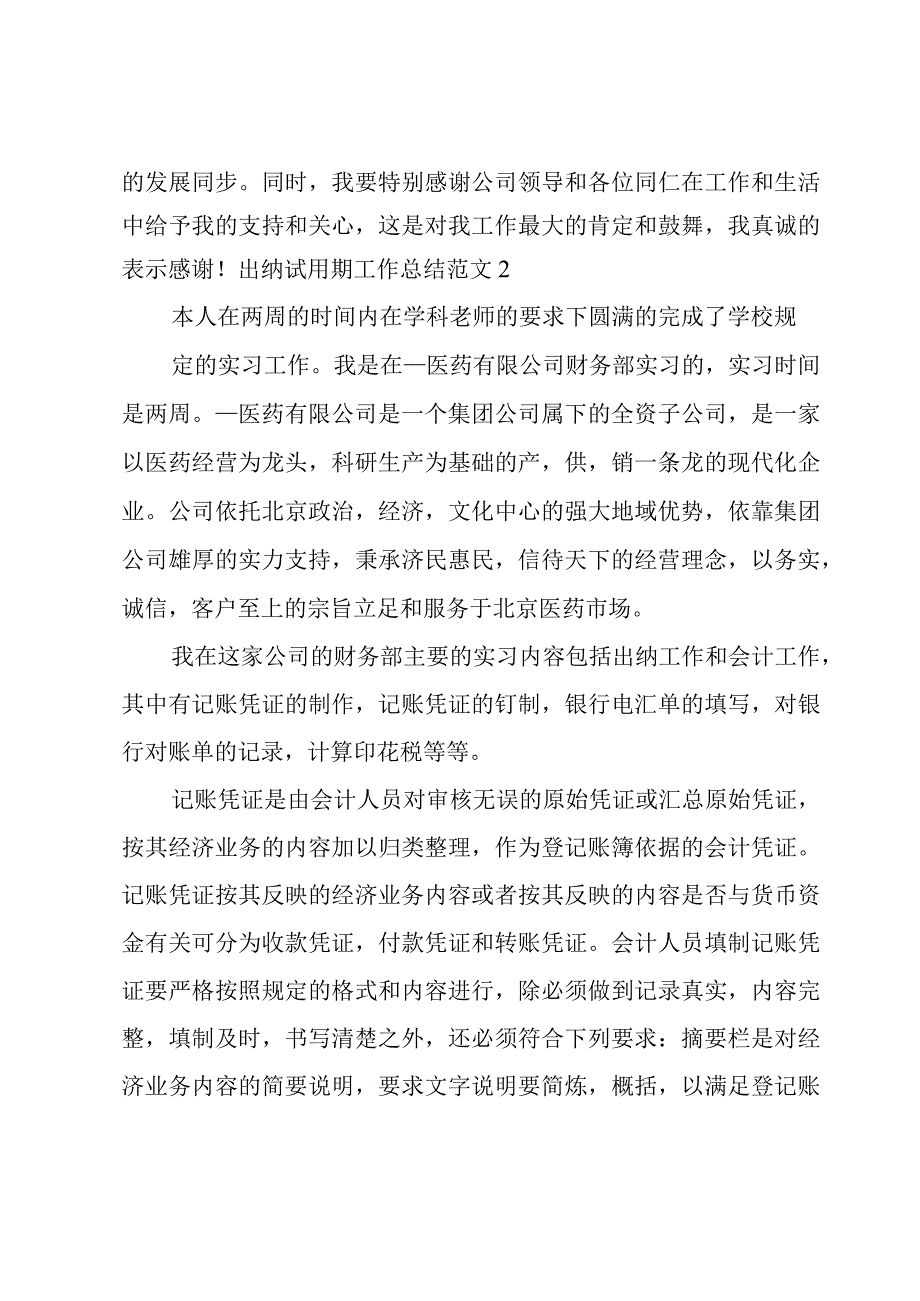 出纳试用期工作总结范文.docx_第3页