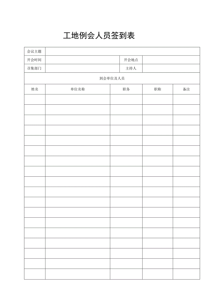 工地例会人员签到表.docx_第1页