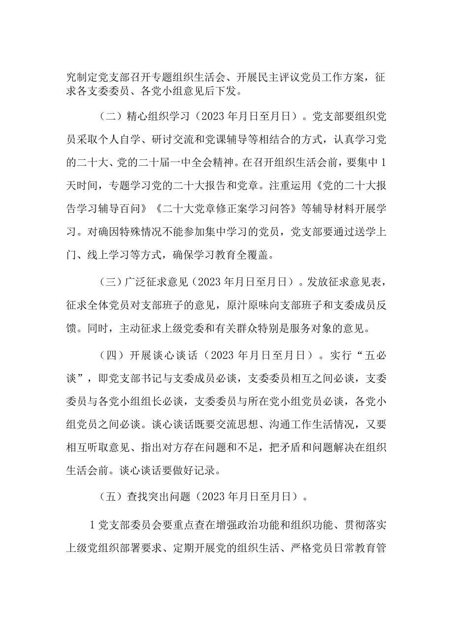 （会前）党支部20232023年度组织生活会和民主评议党员工作方案.docx_第2页