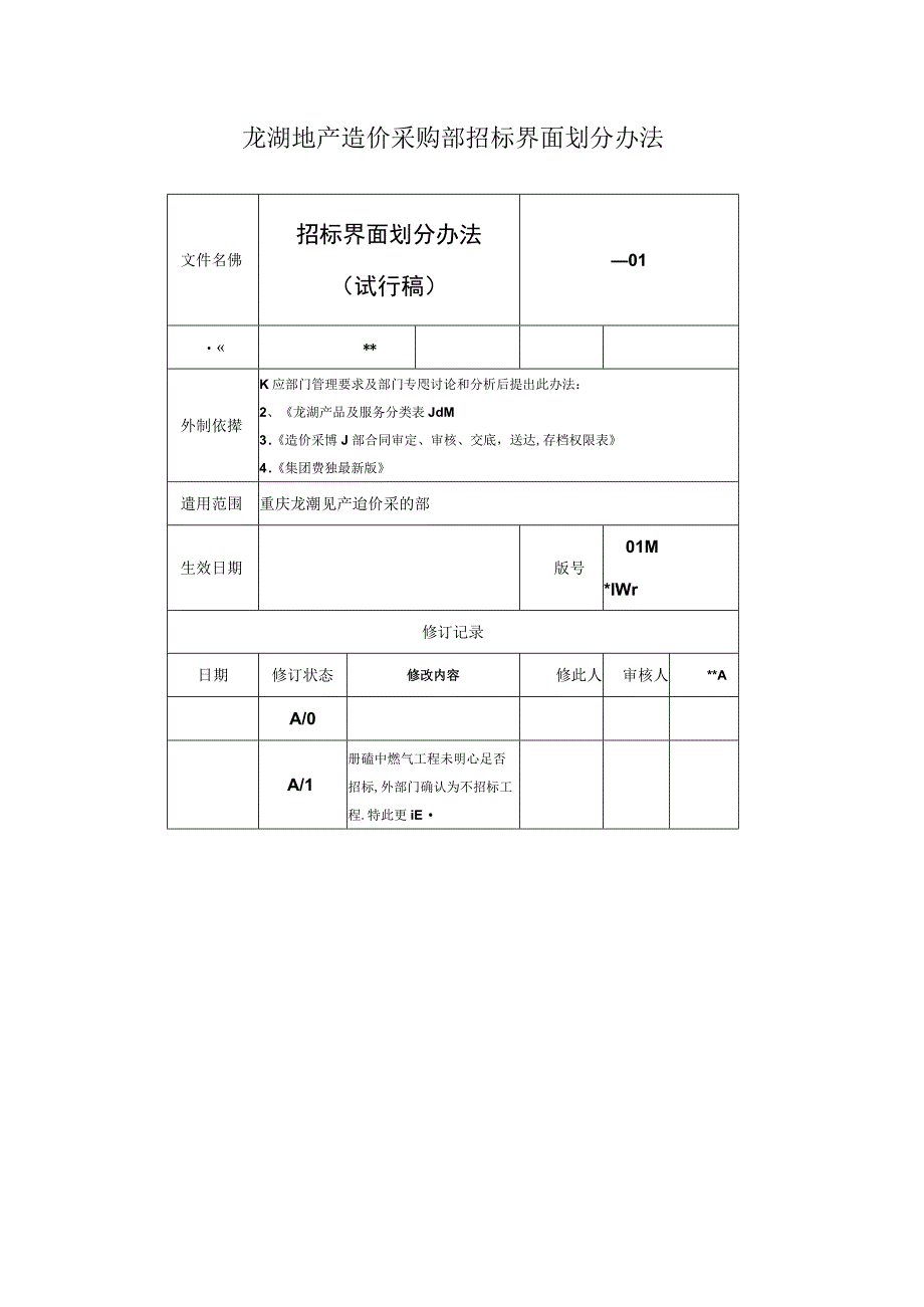 龙湖地产造价采购部招标界面划分办法（天选打工人）.docx_第1页