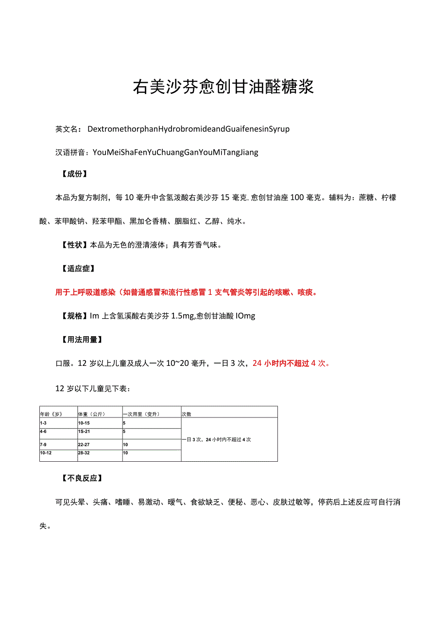 （优质）右美沙芬愈创甘油醚糖浆详细说明书与重点.docx_第1页