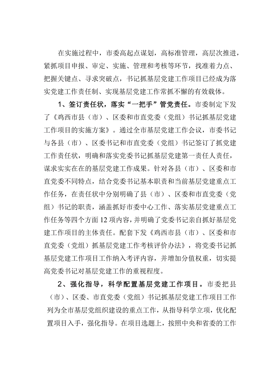 黑龙江某市以书记抓项目为载体推动管党责任落实经验交流材料.docx_第2页