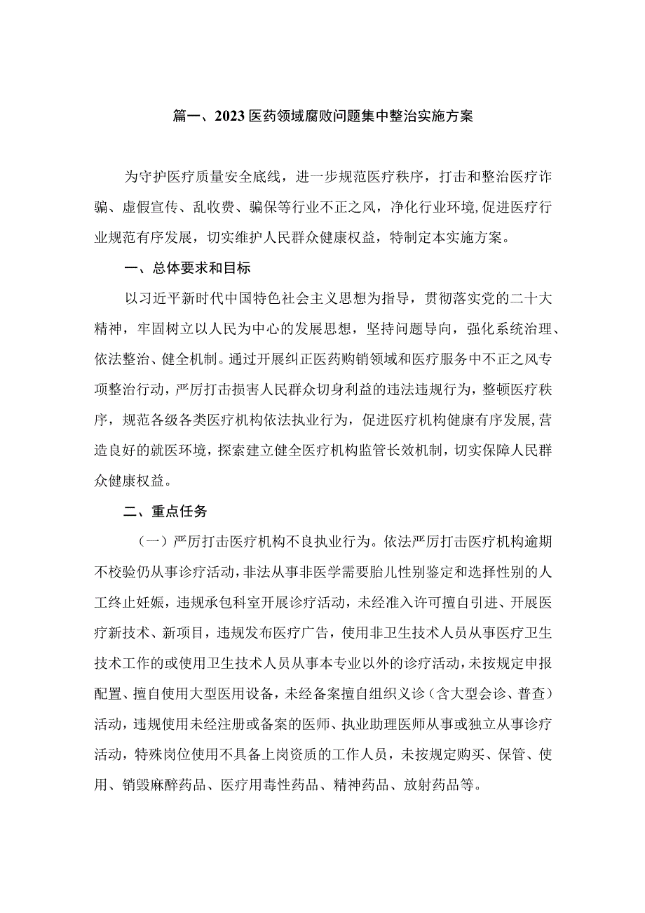 （6篇）2023医药领域腐败问题集中整治实施方案.docx_第2页