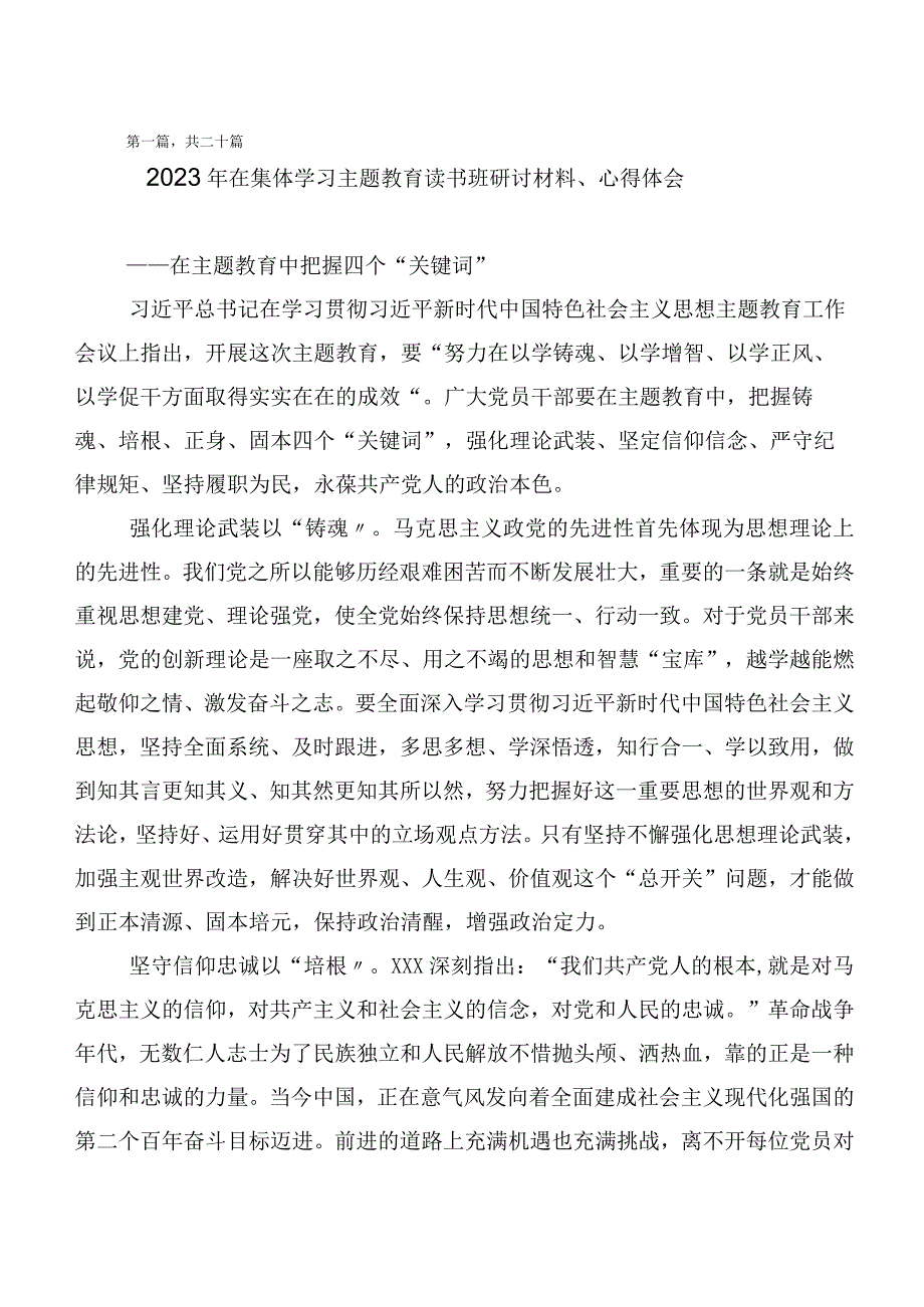 （二十篇合集）2023年第二批主题教育专题学习研讨交流发言提纲.docx_第1页