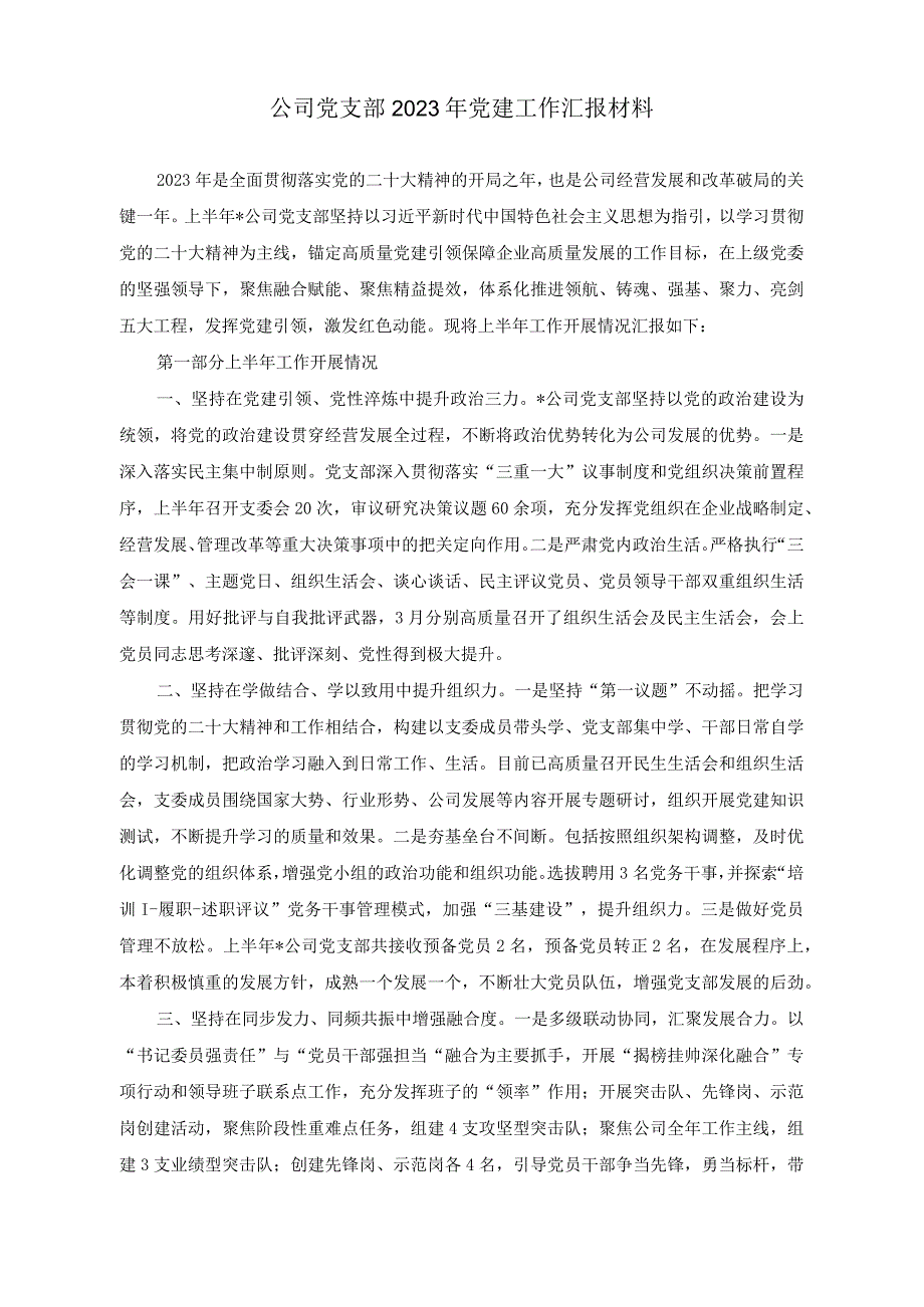 （2篇）集团主题教育阶段工作总结（公司党支部2023年党建工作汇报材料）.docx_第3页