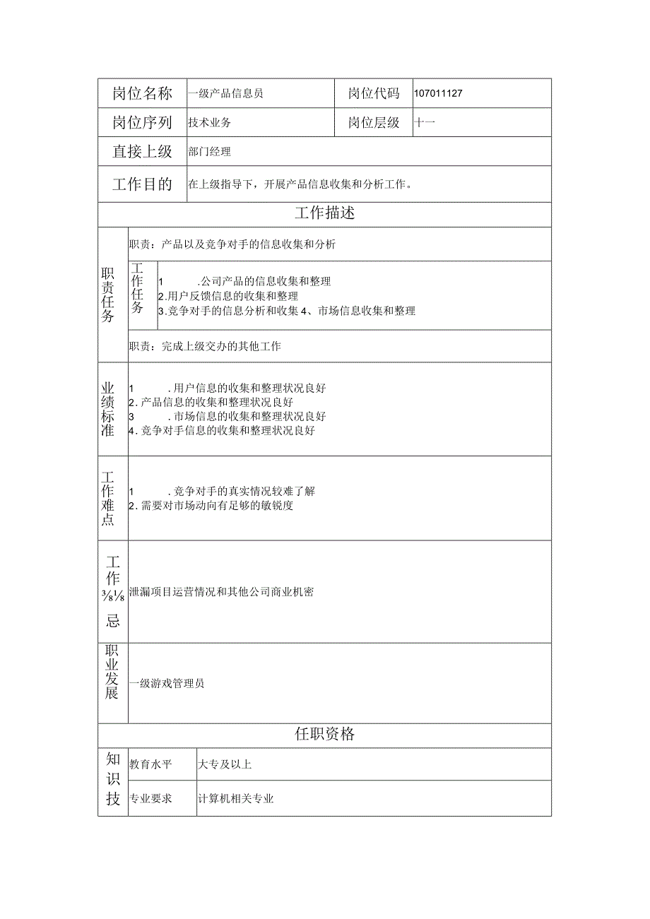 107011127 一级产品信息员.docx_第1页