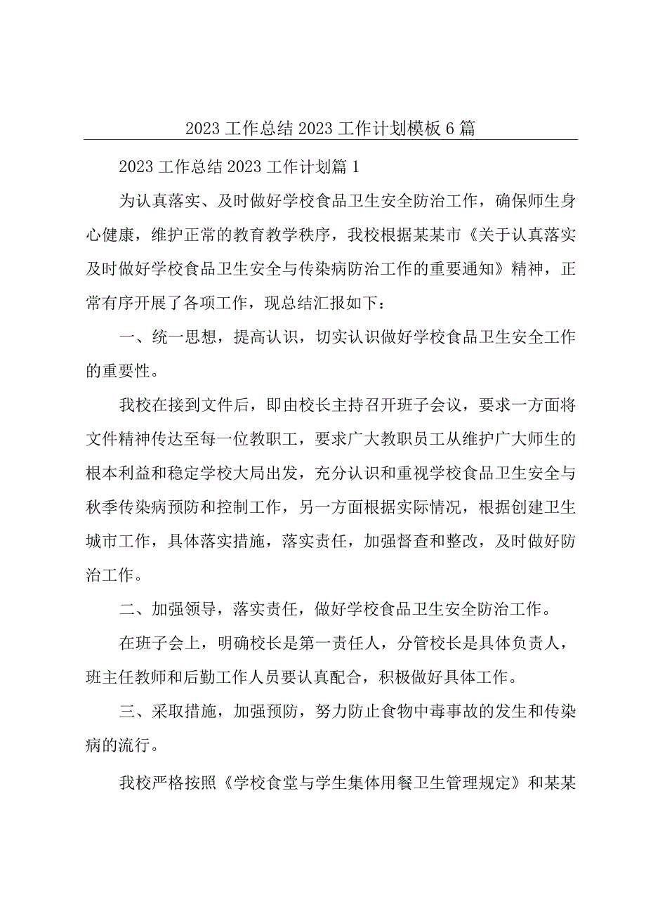 2023工作总结2023工作计划模板6篇.docx_第1页