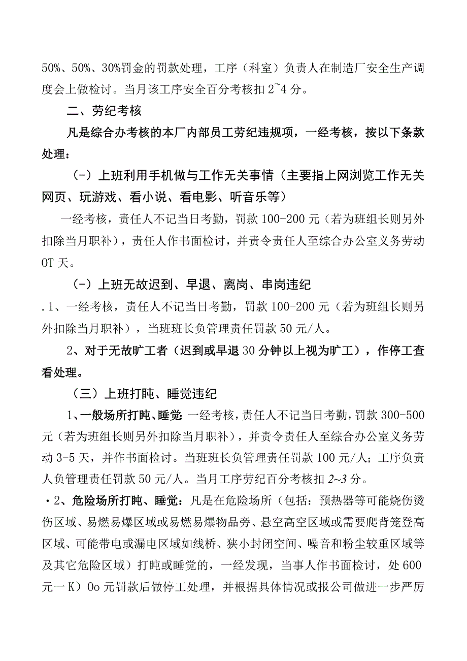 公司安全、劳纪考核细则.docx_第3页