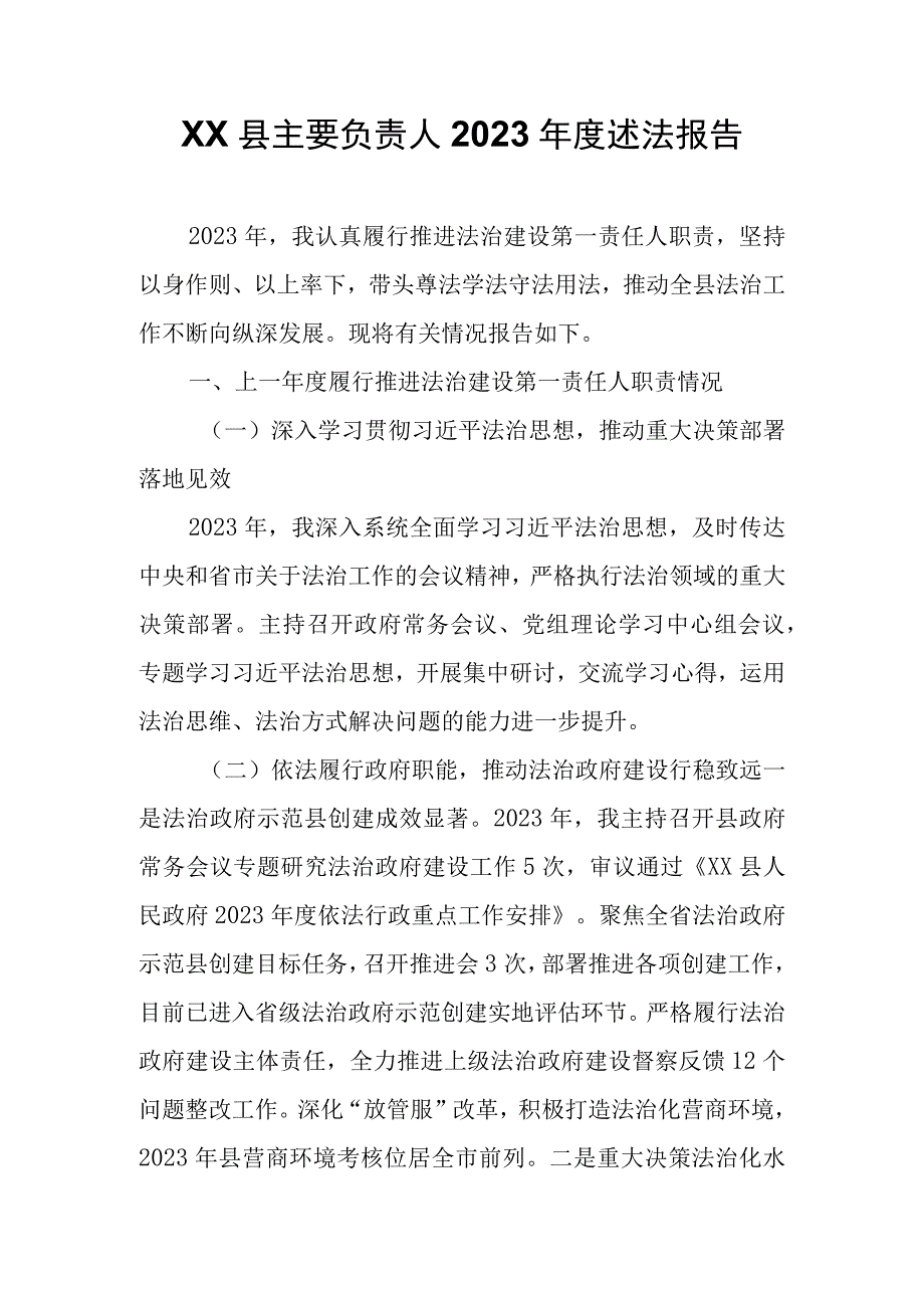 XX县负责人2022年度述法报告.docx_第1页