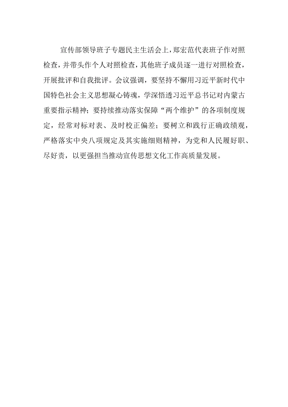 【宣传思想文化工作】自治区党委政法委宣传部 领导班子分别召开主题 教育专题民主生活会.docx_第2页