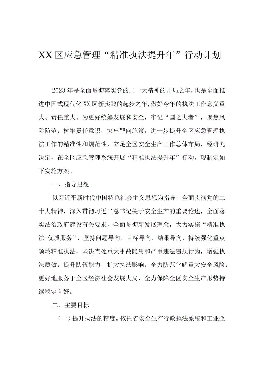 XX区应急管理“精准执法提升年”行动计划.docx_第1页