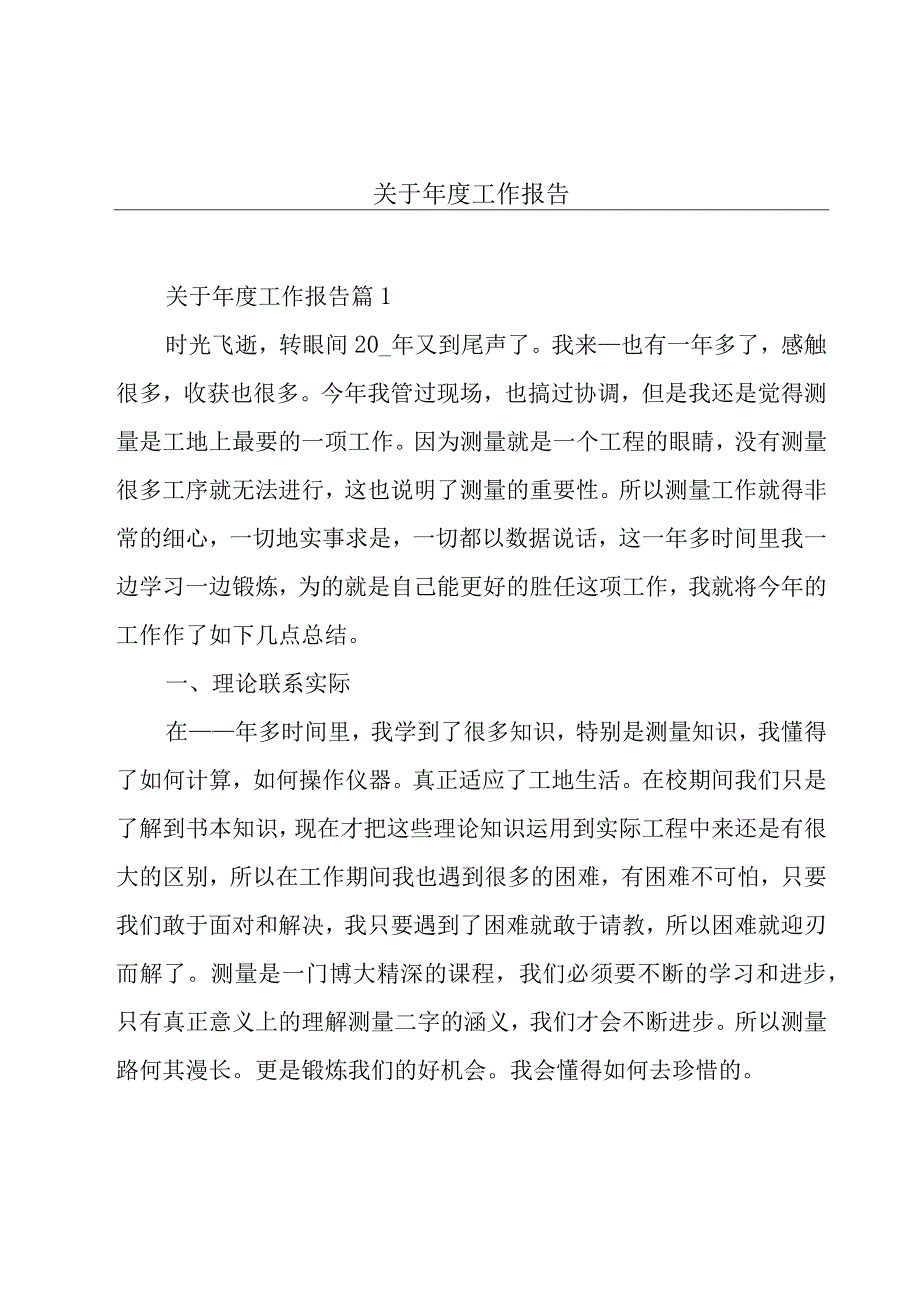 关于年度工作报告.docx_第1页