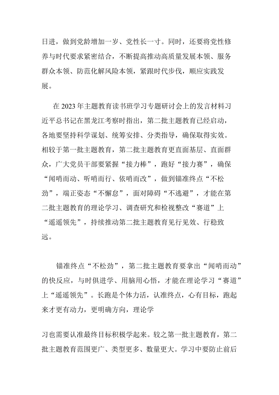 在2023年主题教育读书班学习专题研讨会上的发言材料(二篇).docx_第3页