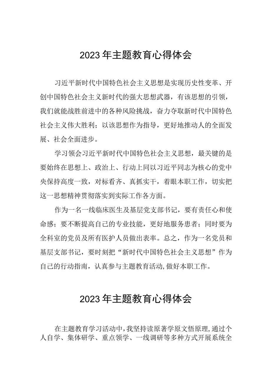 四篇卫生院支部书记2023年主题教育心得体会.docx_第1页