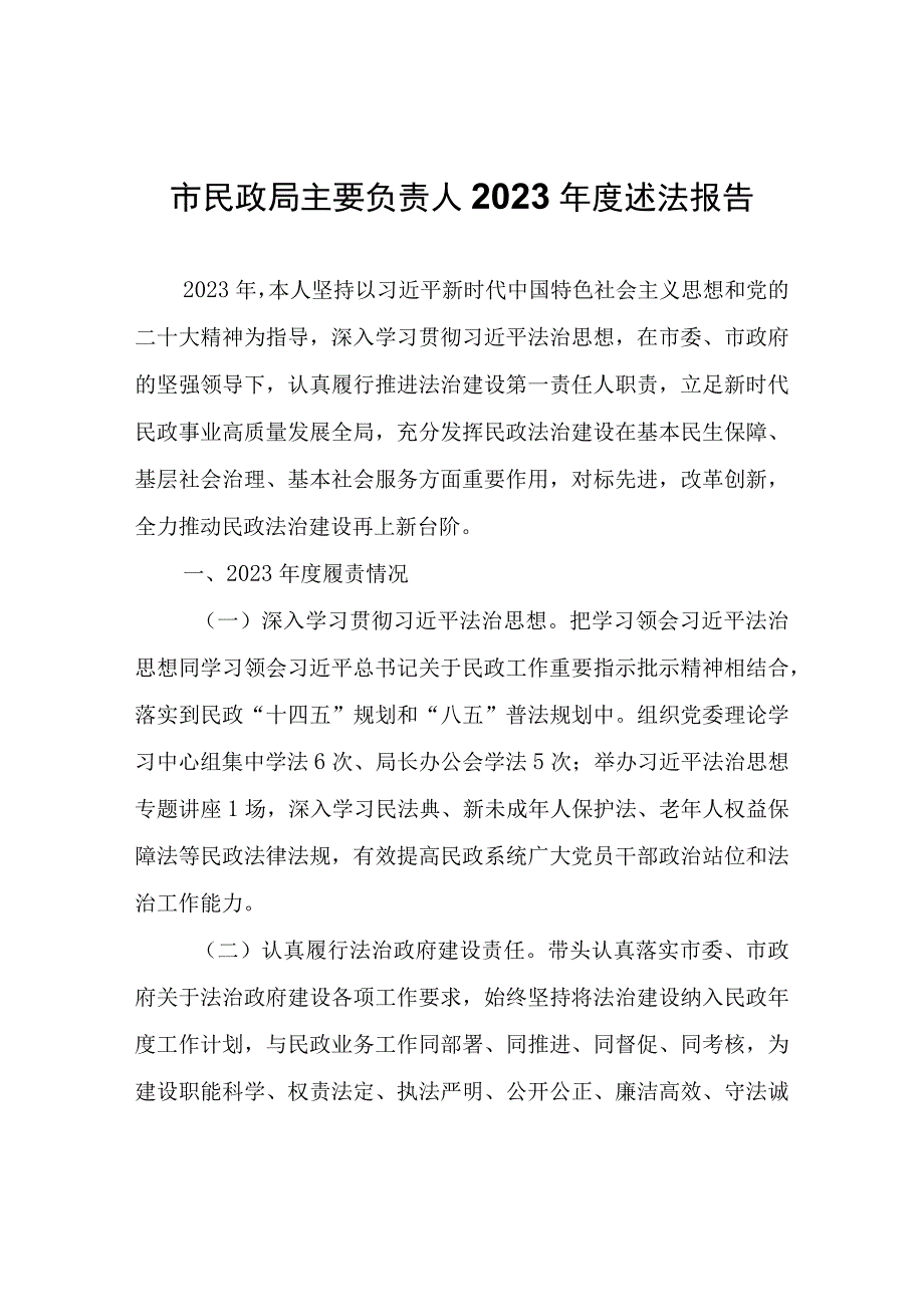 市民政局主要负责人2022年度述法报告.docx_第1页