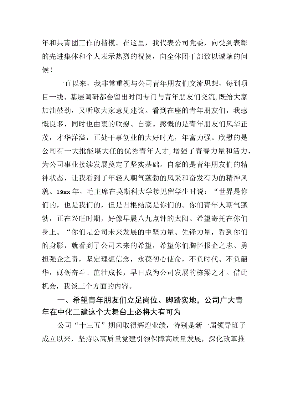 在公司团委主题团日活动上的讲话（集团公司）.docx_第2页