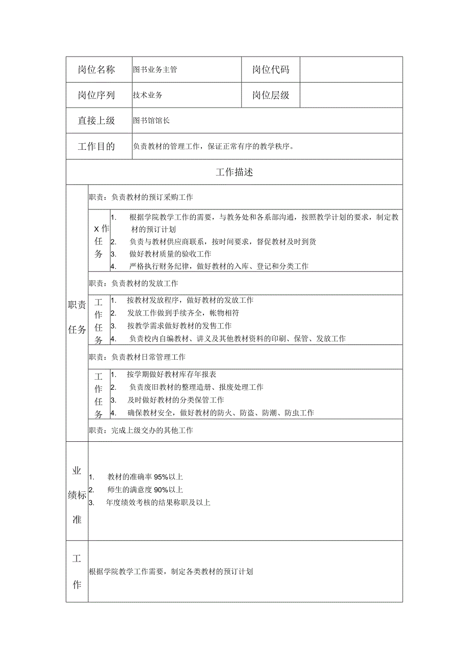图书业务主管岗位职责说明书.docx_第1页