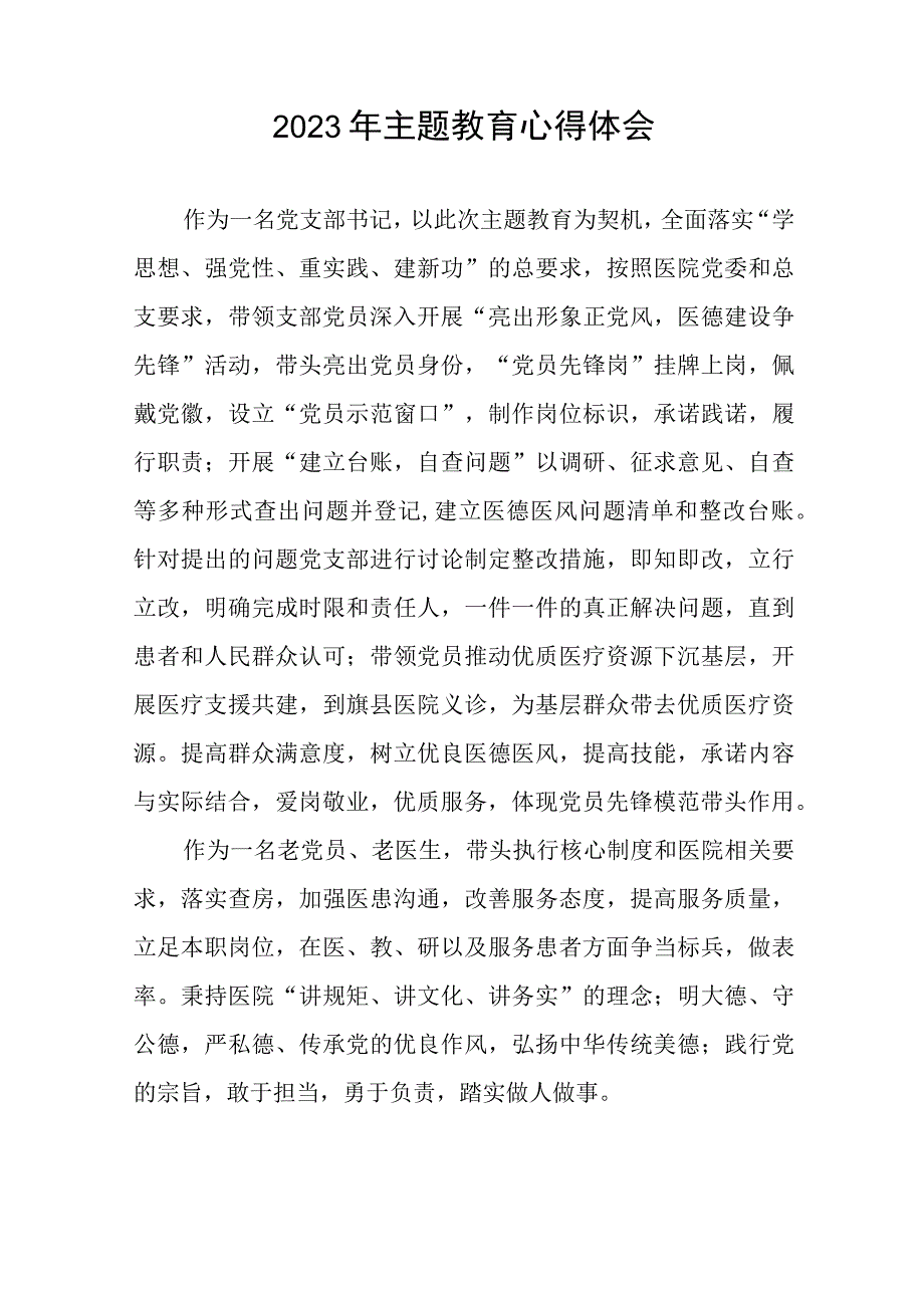 卫生院支部书记关于主题教育的心得体会七篇.docx_第2页