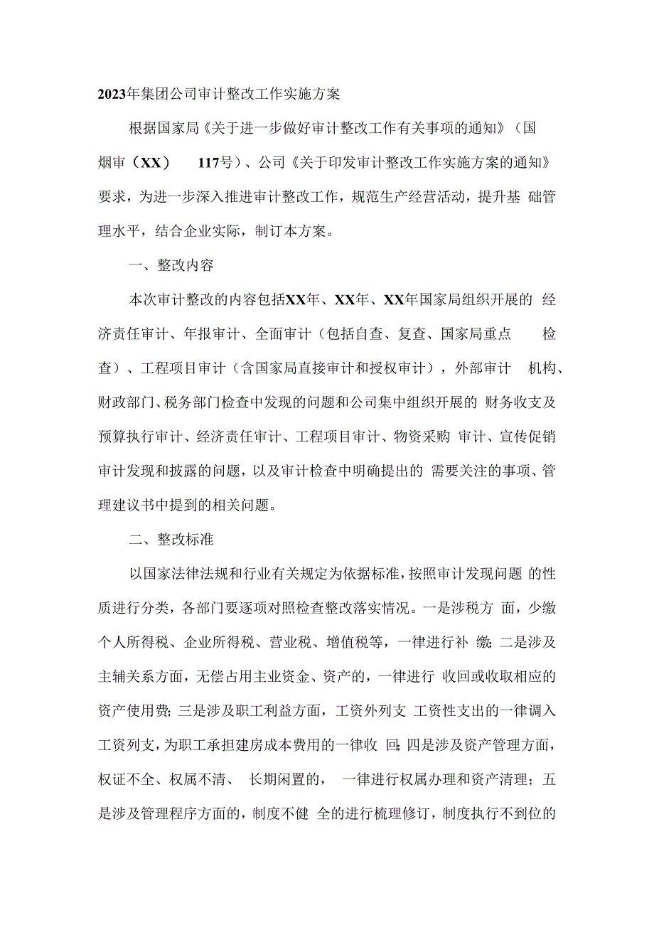 2023年集团公司审计整改工作实施方案.docx_第1页