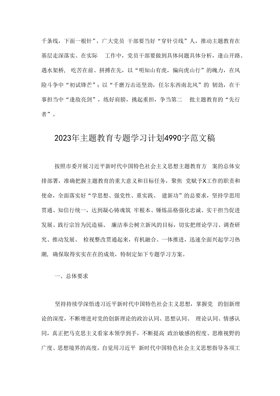 2023年第二批主题教育专题研讨发言材料与全面主题教育专题学习计划（2篇文）.docx_第3页