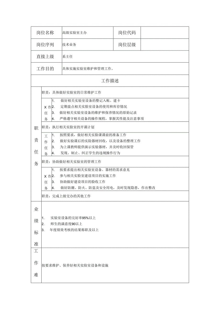 高级实验室主办岗位职责说明书.docx_第1页