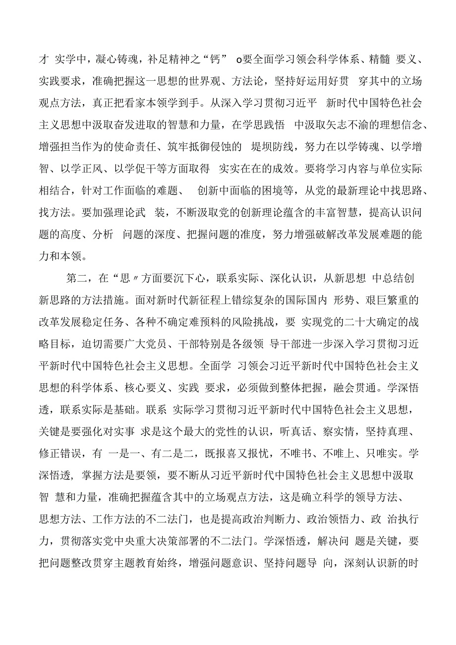 多篇汇编2023年深入学习贯彻主题教育工作会议发言材料.docx_第2页