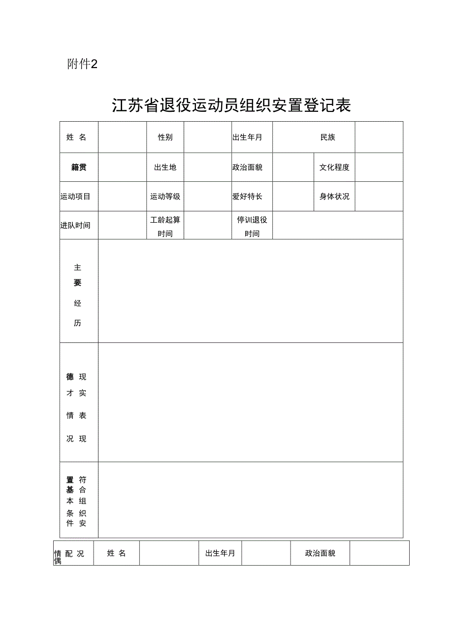 江苏省退役运动员组织安置登记表.docx_第1页