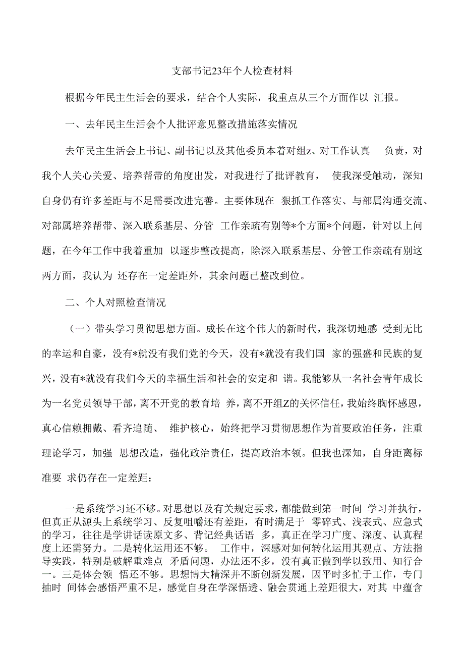 支部书记23年个人检查材料.docx_第1页