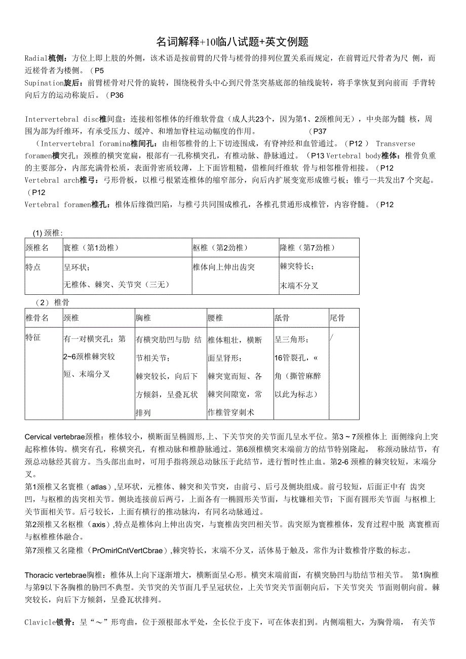 系统解剖学学习资料：系解名词解释+历年真题+英文例题.docx_第1页