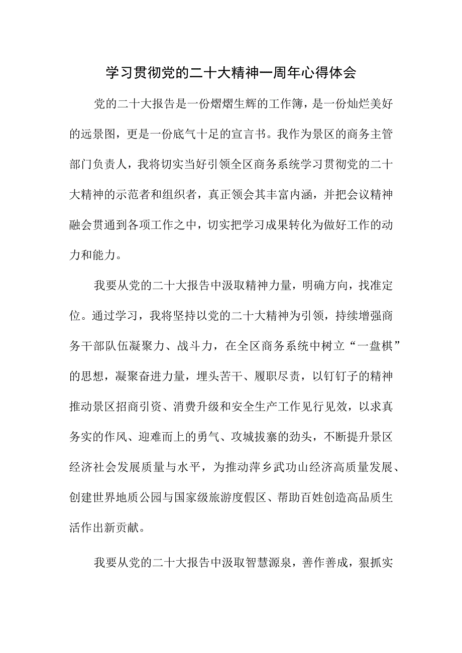 2023年乡镇党委书记学习贯彻党的二十大精神一周年个人心得体会.docx_第1页