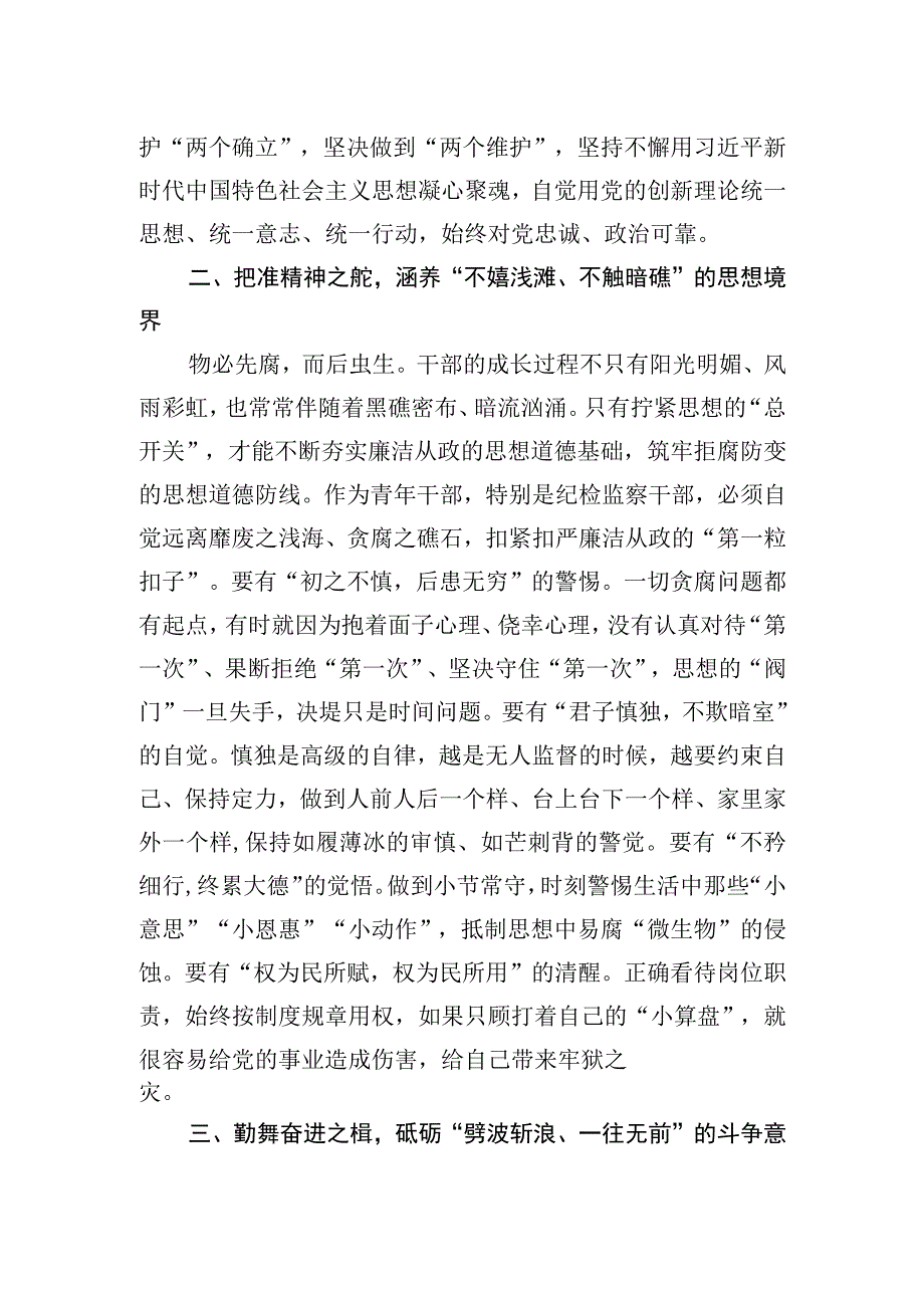 2023年青年干部在纪委机关党支部集体学习研讨会上的发言.docx_第2页