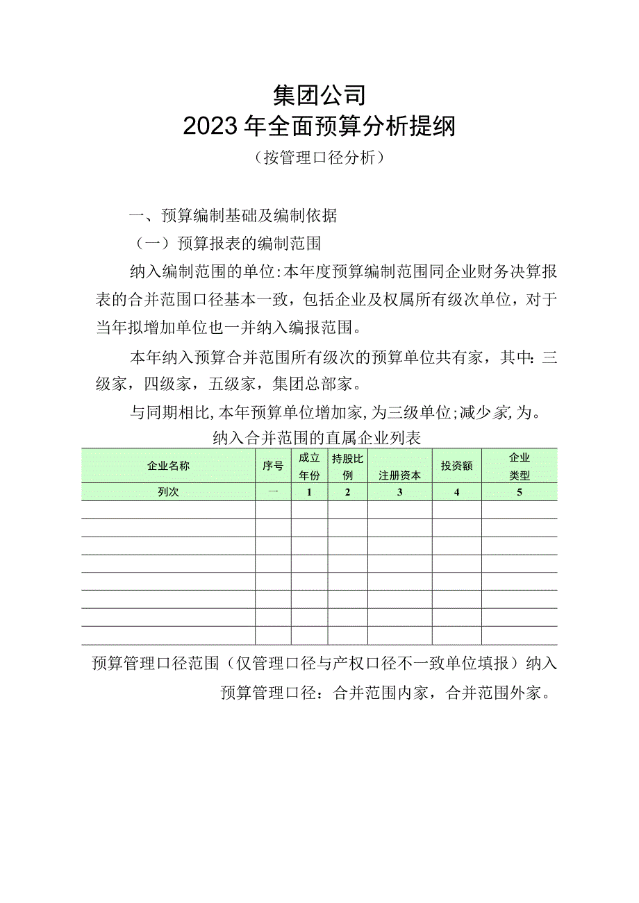 2023年能源企业全面预算编制分析提纲.docx_第1页