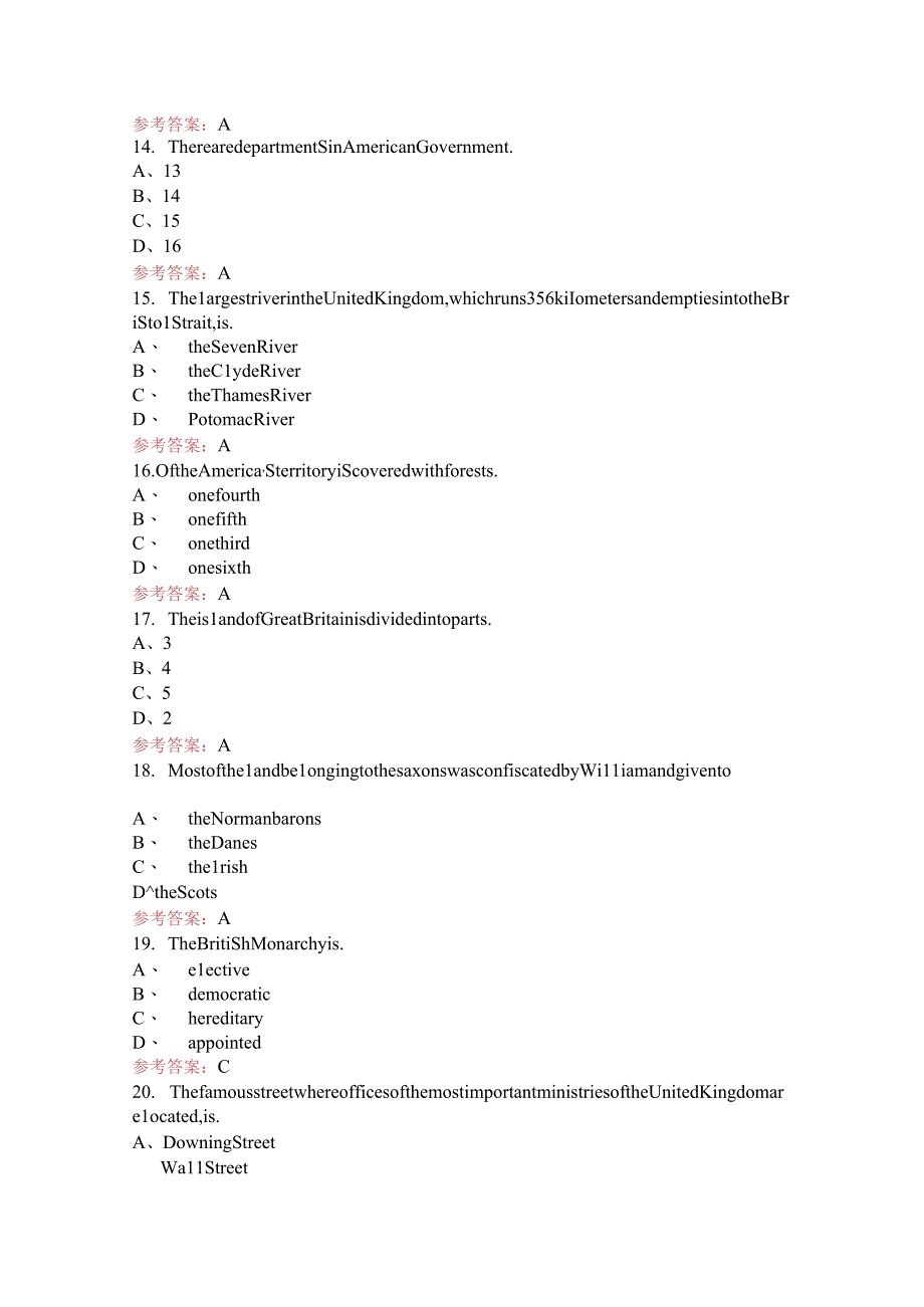 2023年《英美概况》考试复习题库大全（含答案）.docx_第3页