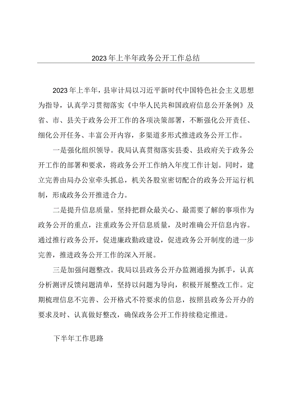 2023年上半年政务公开工作总结.docx_第1页