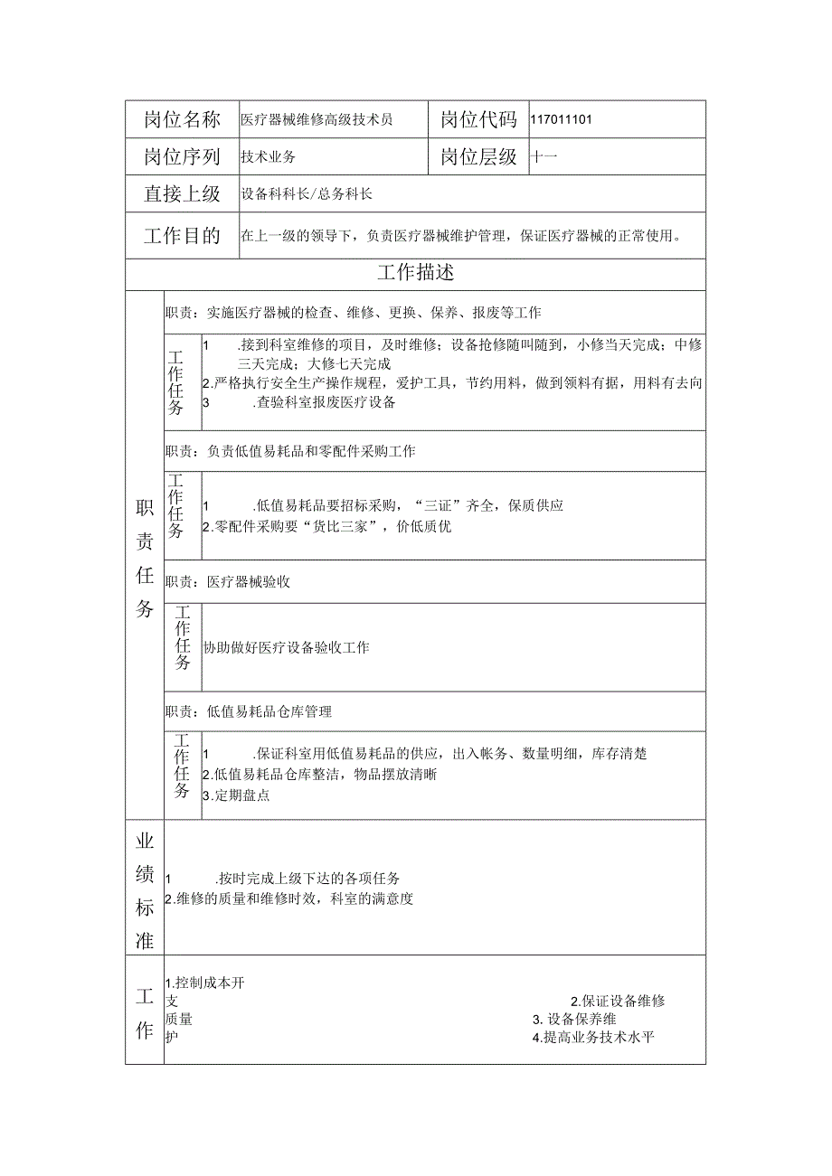 117011101 医疗器械维修高级技术员.docx_第1页