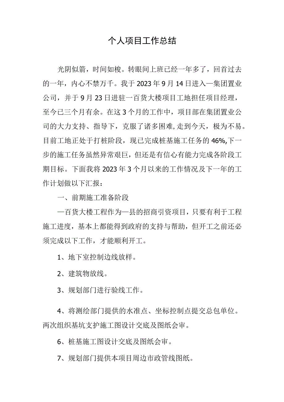 2023年个人项目工作总结.docx_第1页