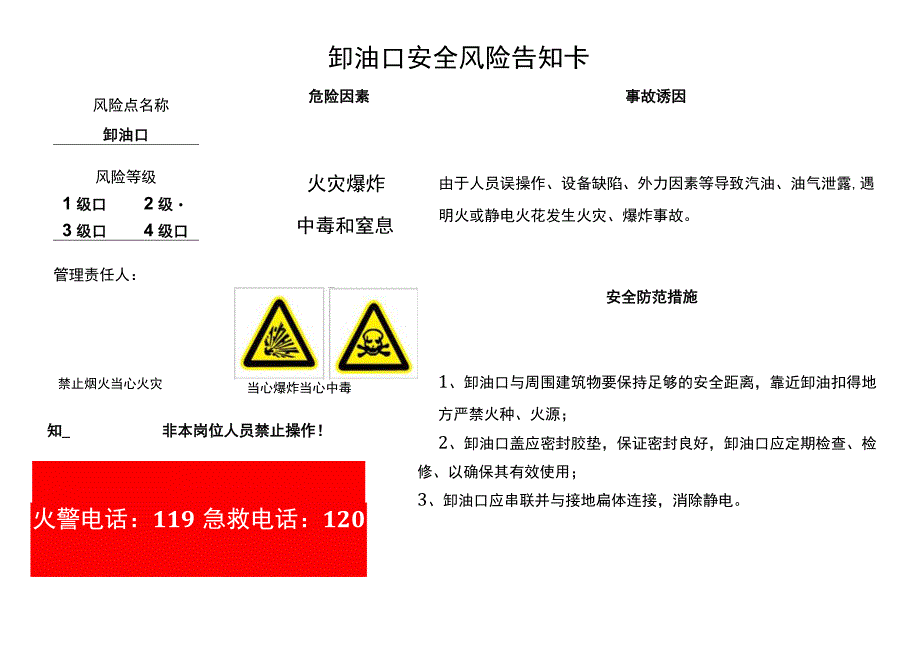 加油站卸油口安全风险告知卡.docx_第1页