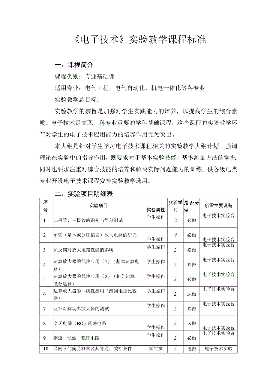 《电子技术》实验教学课程标准.docx_第1页